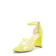 Jessica Simpson Women's Nikaye Ankle-Strap Black Heel Sandal CLEAR/CITRON YELLOW (CLEAR/CITRON YELLOW, 5)